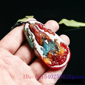 Farba Jade Guanyin Prívesok Módny Náhrdelník Prírodné Dary Dračí Amulet Jadeite Čínsky Šperky Vyrezávané Čaro