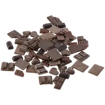 60 Ks Hnedá Simulácia Čokoláda Kúzlo Živice Mix Štýl Čokoláda Živice Flatback Námestie Láska Falošné Čokoládové Guľôčky pre Vlasy Clip